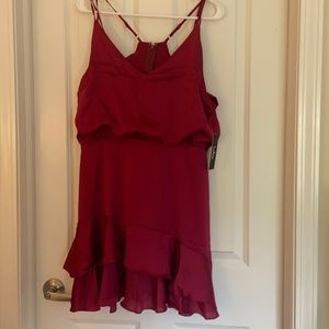 NWT LULUS RED RUFFLE MINI DRESS